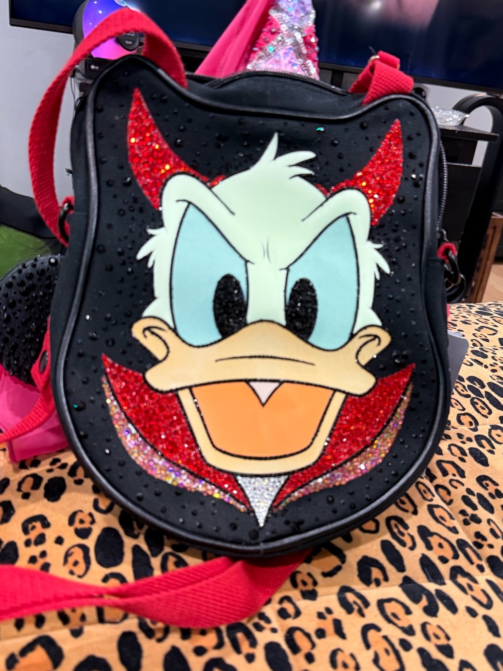 Disney Donald Duck halloween big Face mini tote w/crystal rhinestones